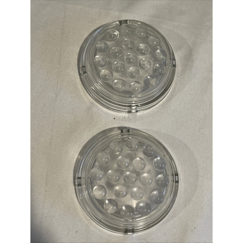 Vintage Set 2- Libbey 4" Nob Hill Clear 4 Slot Round Ashtray Glass Hobnail MCM - Picture 4 of 4